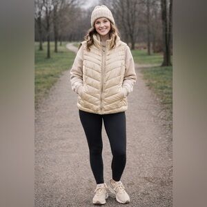 Khaki Packable Lightweight Puffer Vest Size 2X NWT